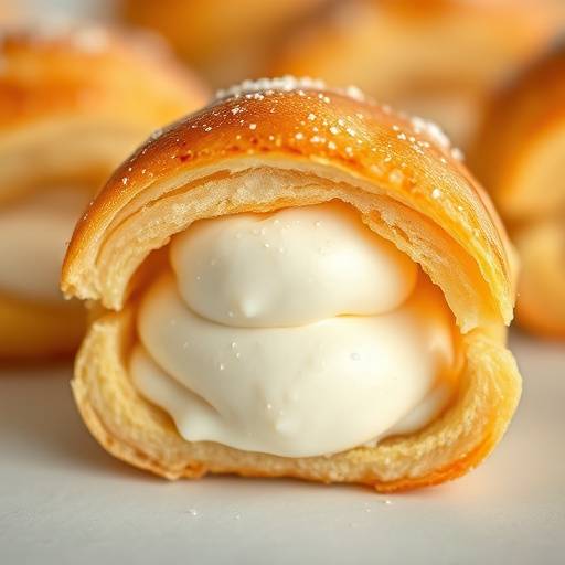 Napolitana de crema rellena de crema pastelera suave