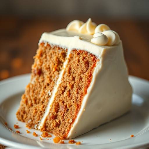 Porción de tarta de zanahoria con frosting de queso crema