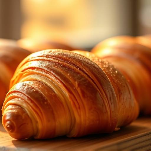 Primer plano de un croissant recién horneado