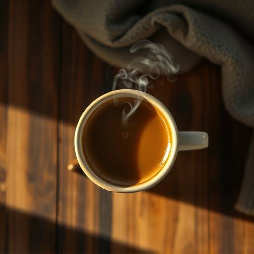 Taza de café recién hecho, vista desde arriba