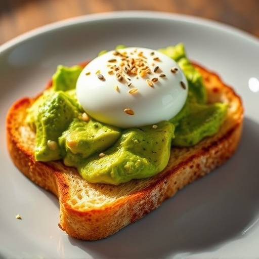 Tostada de aguacate con huevo pochado y semillas de sésamo